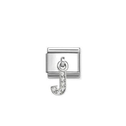 331818 White CZ Pendant Letter Composable Link Sterling Silver