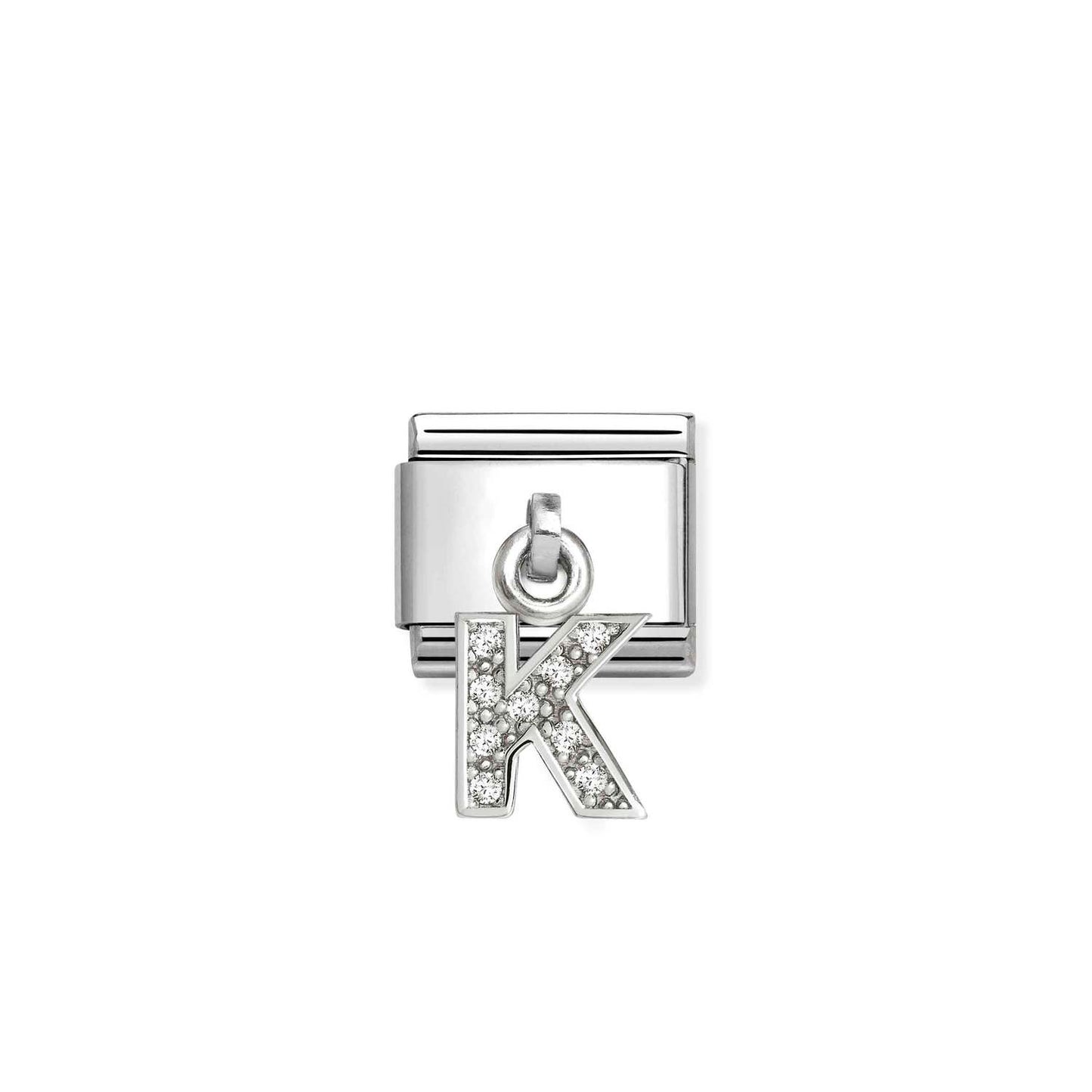 331818 White CZ Pendant Letter Composable Link Sterling Silver