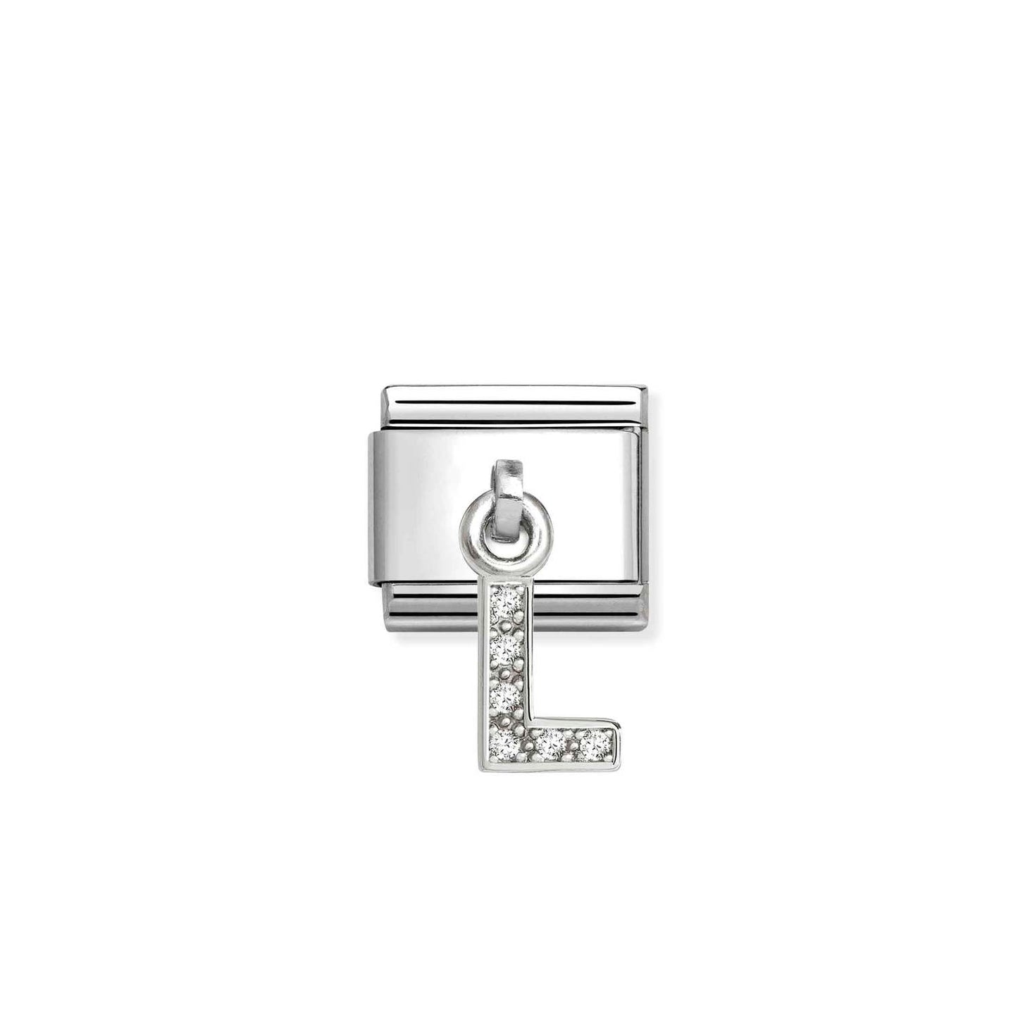 331818 White CZ Pendant Letter Composable Link Sterling Silver