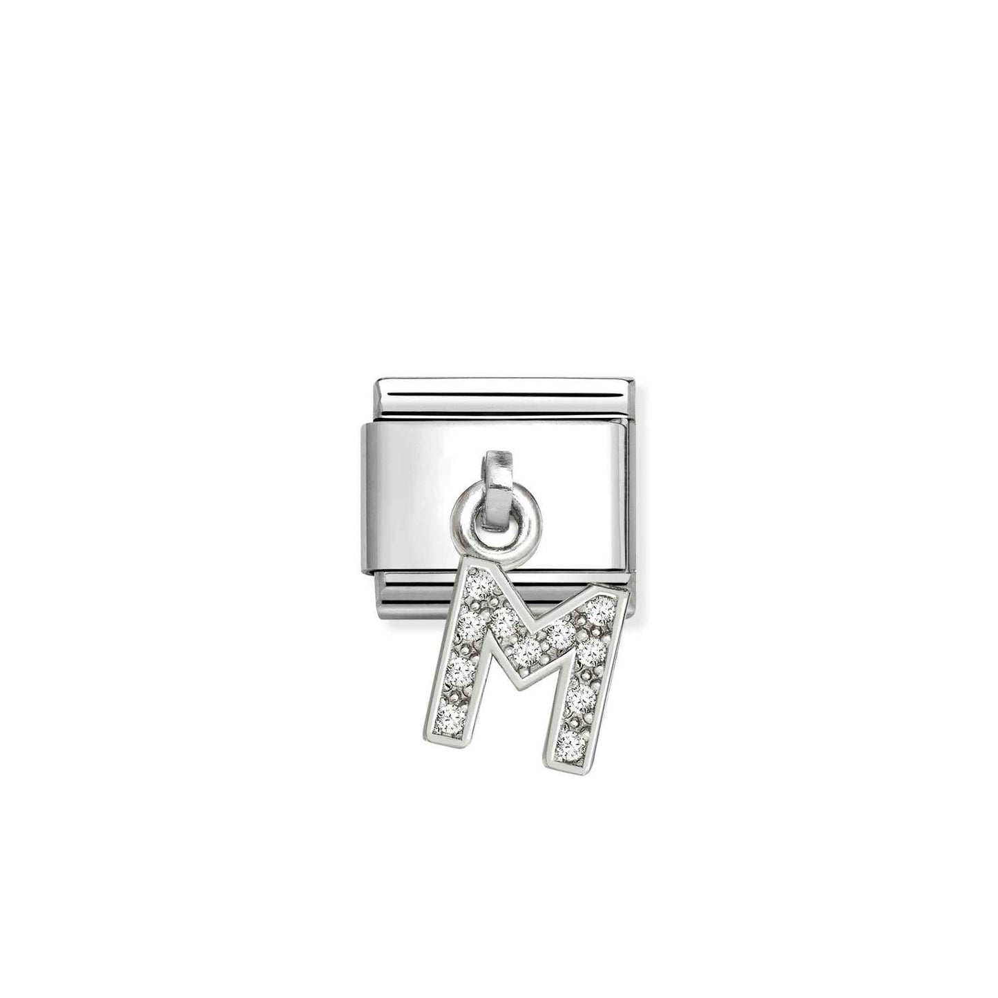 331818 White CZ Pendant Letter Composable Link Sterling Silver