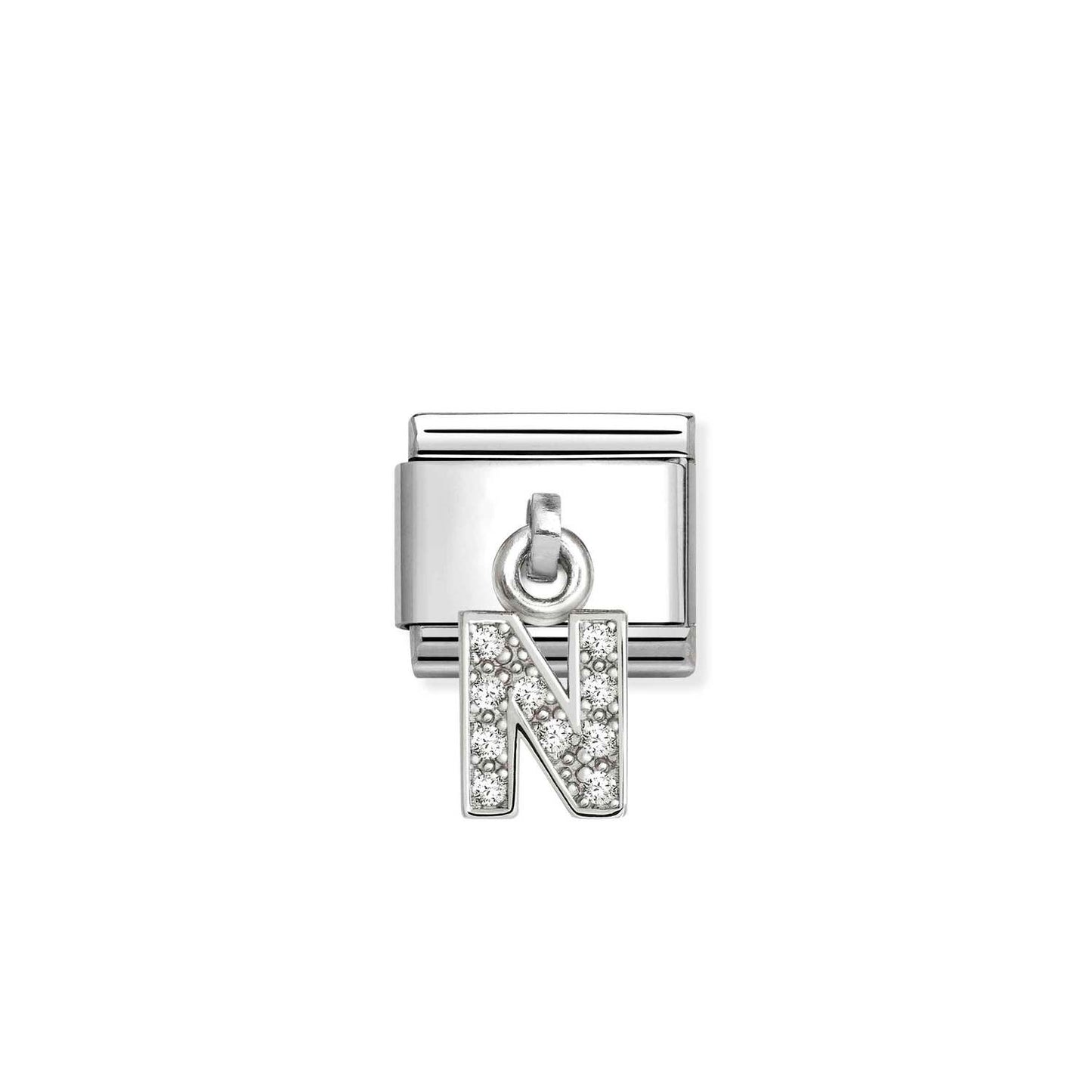 331818 White CZ Pendant Letter Composable Link Sterling Silver