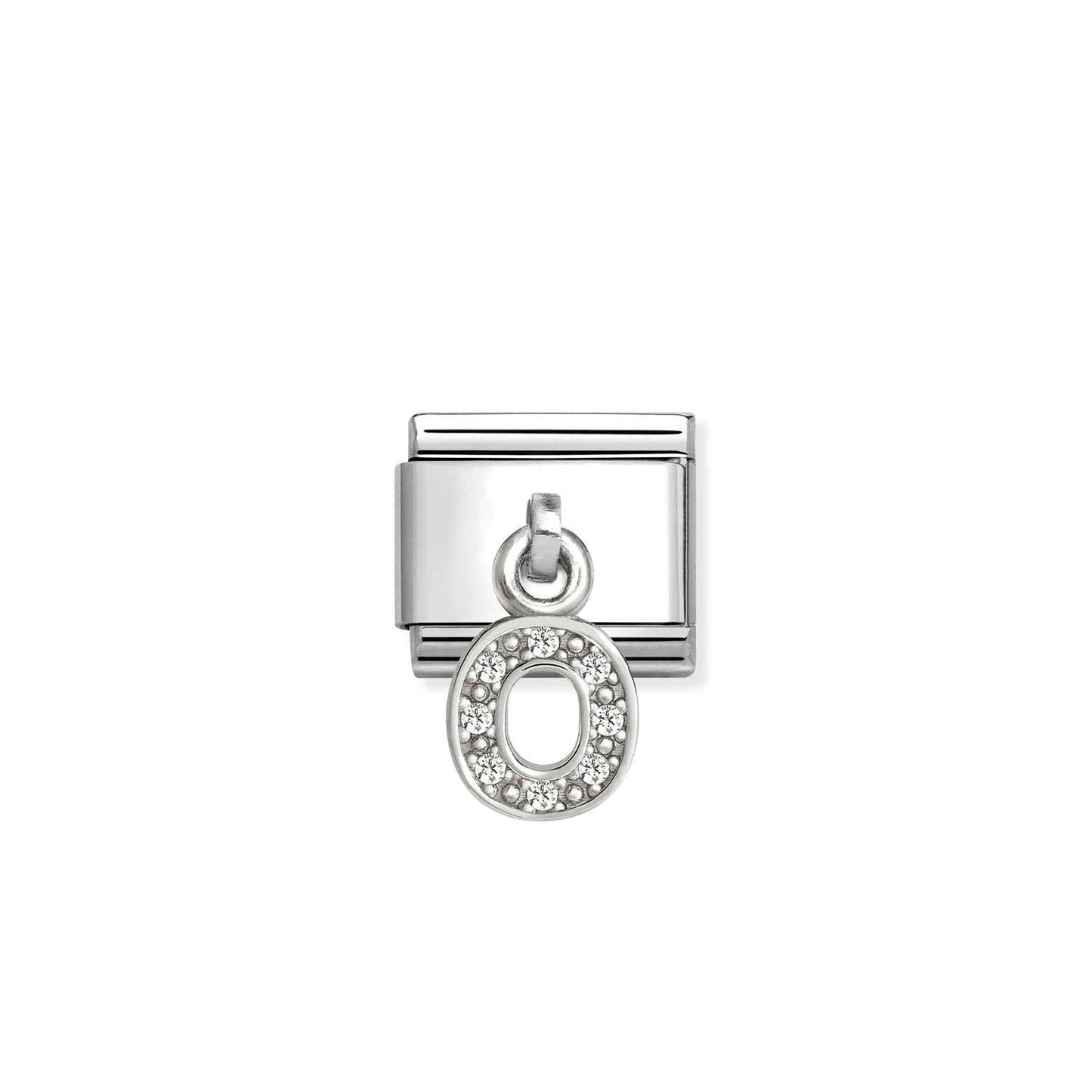331818 White CZ Pendant Letter Composable Link Sterling Silver