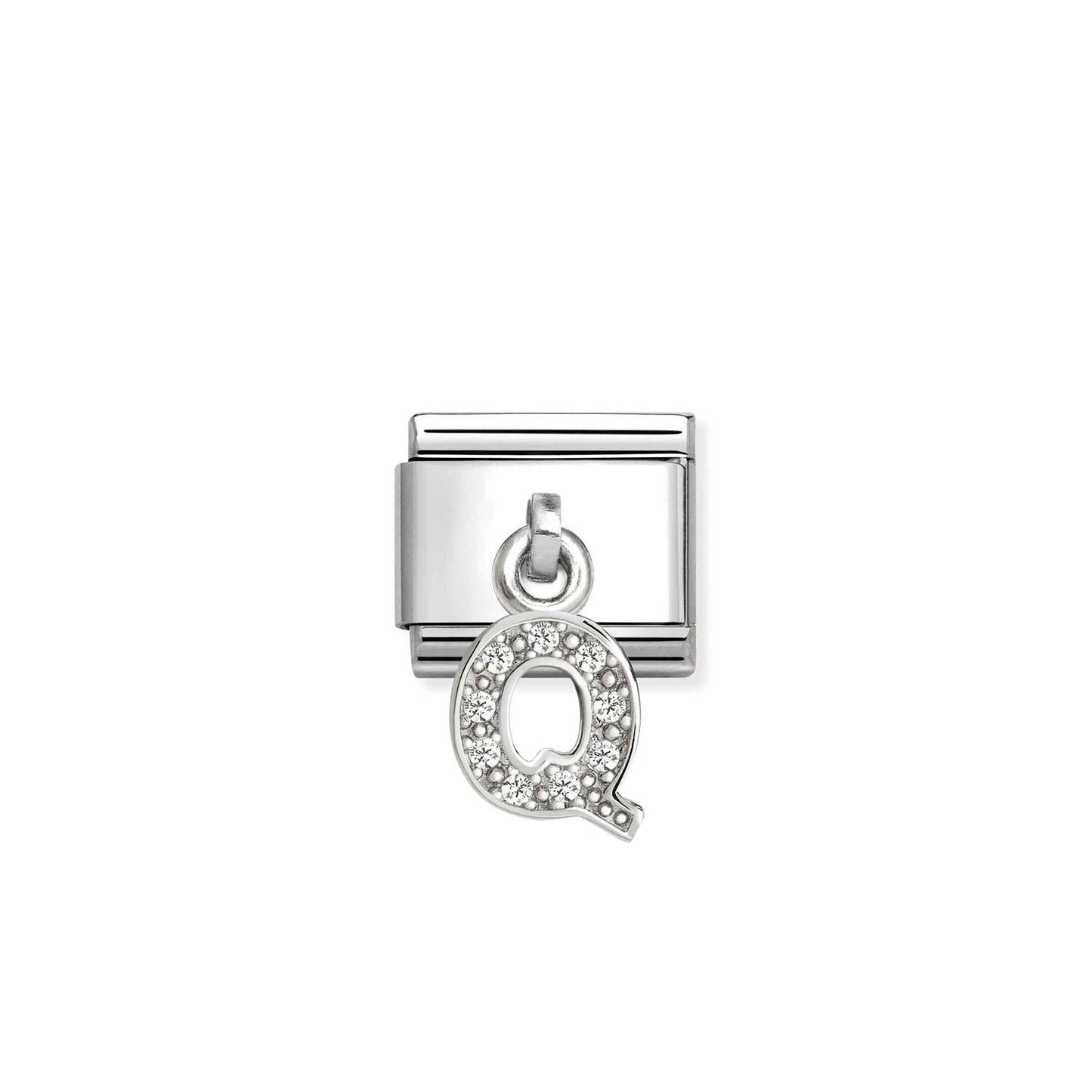 331818 White CZ Pendant Letter Composable Link Sterling Silver
