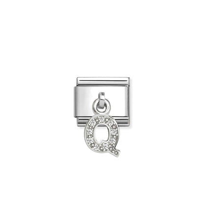 331818 White CZ Pendant Letter Composable Link Sterling Silver