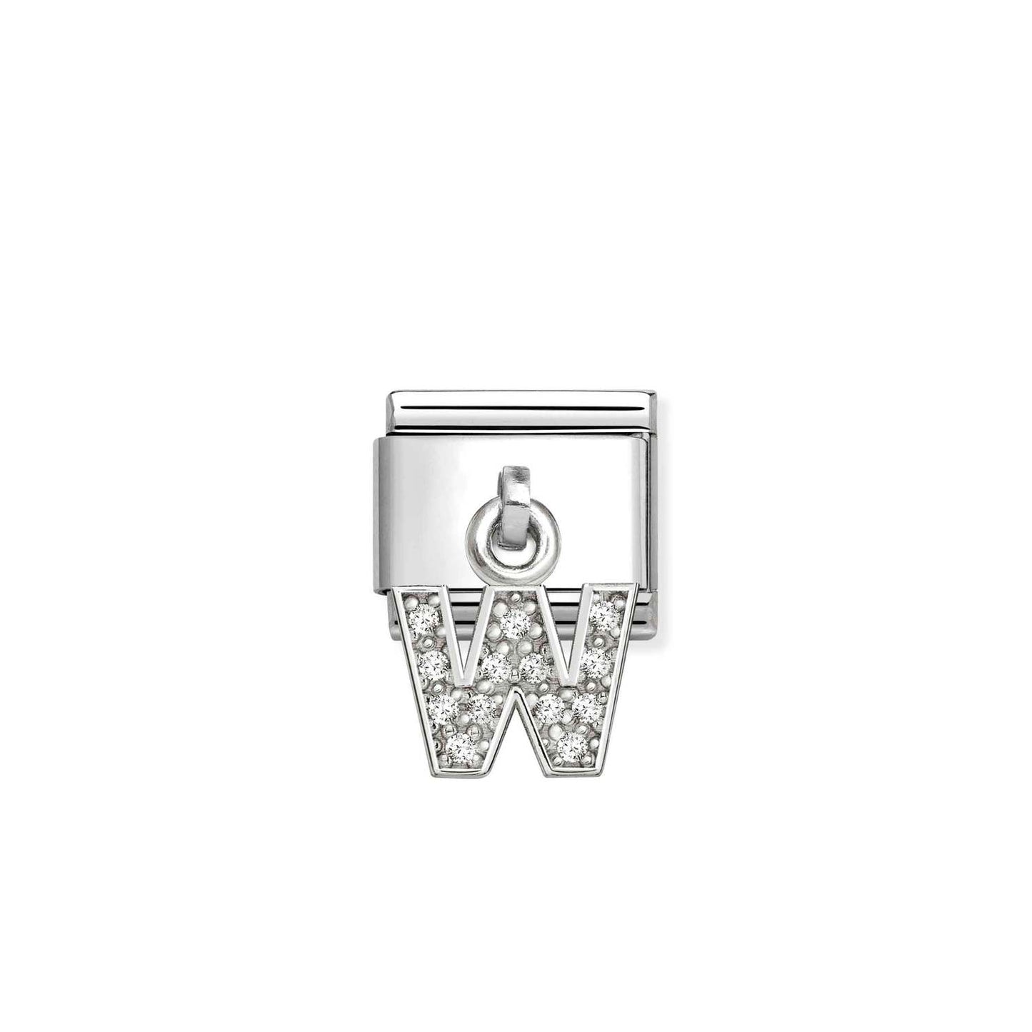 331818 White CZ Pendant Letter Composable Link Sterling Silver