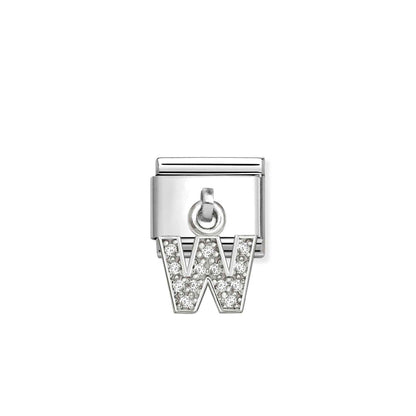 331818 White CZ Pendant Letter Composable Link Sterling Silver
