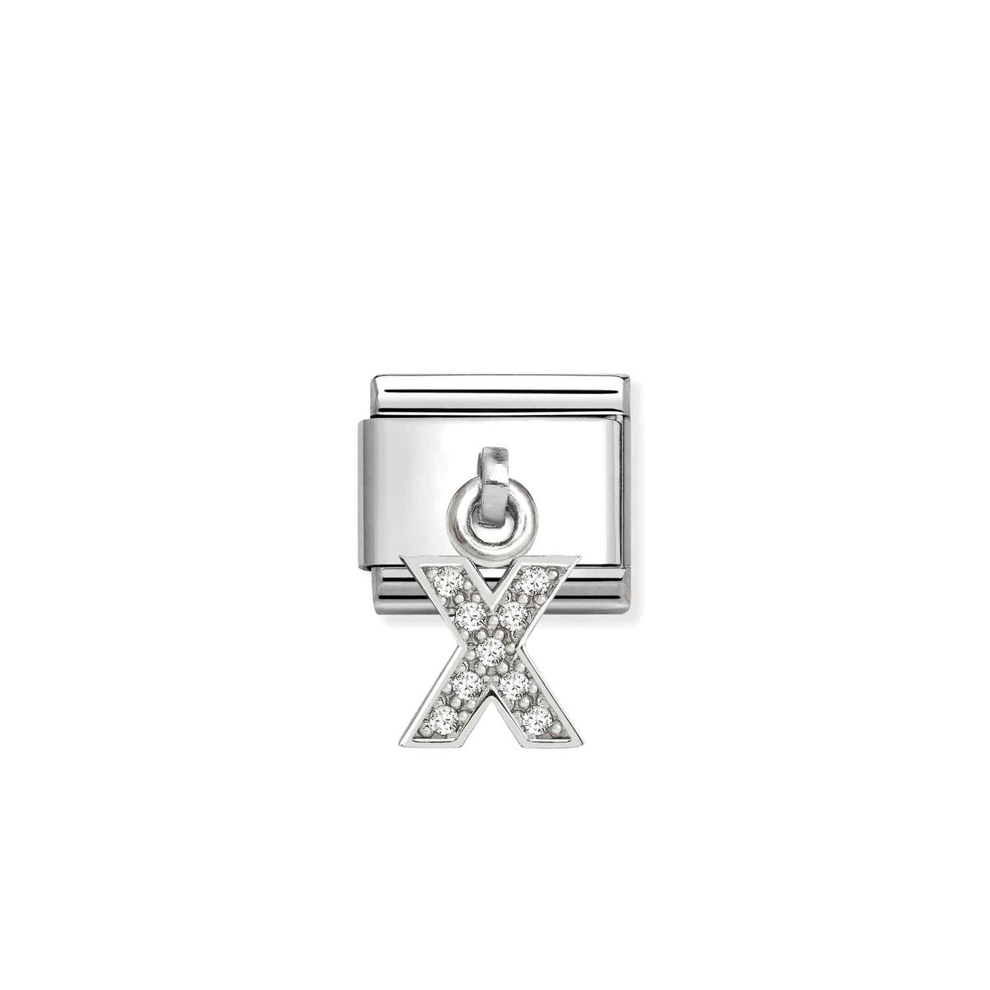 331818 White CZ Pendant Letter Composable Link Sterling Silver