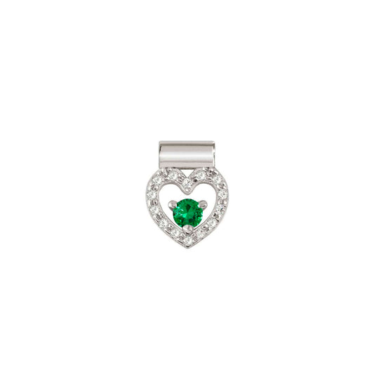 SeiMia White CZ Heart & Green CZ Charm 148870/014