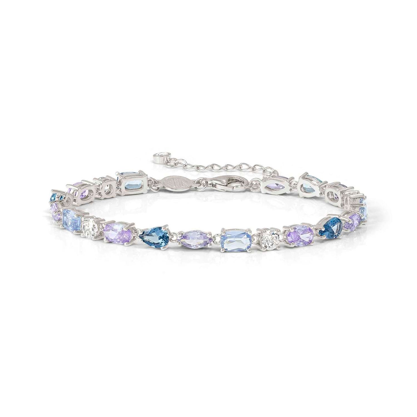 Silver Blue Lavender & White CZ Colour Wave Aurora Tennis Bracelet 149853/061
