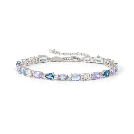 Silver Blue Lavender & White CZ Colour Wave Aurora Tennis Bracelet 149853/061