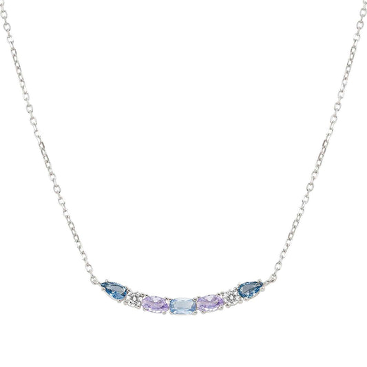 Silver Blue Lavender & White CZ Colour Wave Aurora Necklace 149857/061