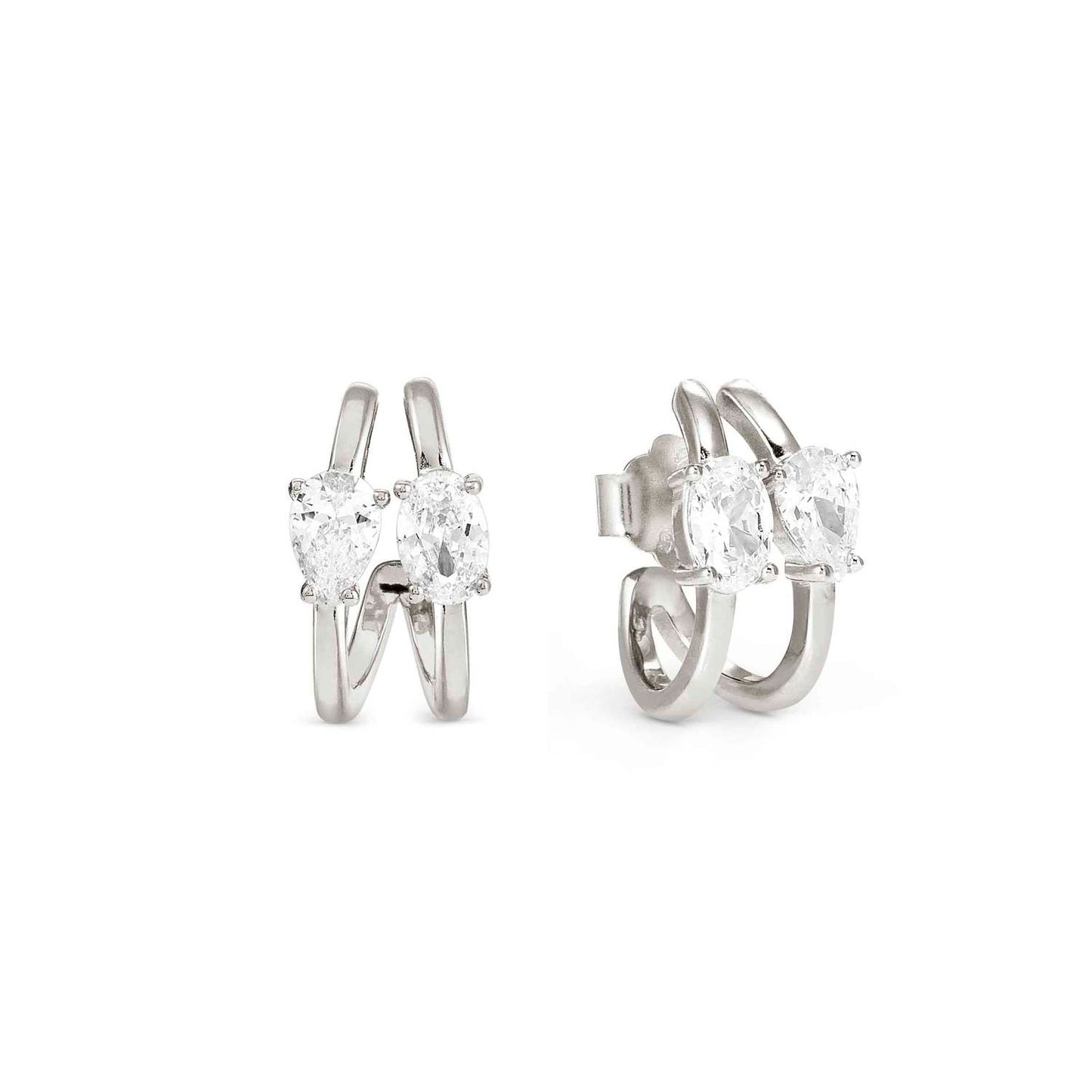 Silver White CZ Hoop Earrings 149859/031