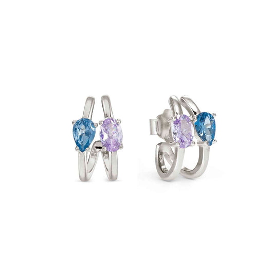 Silver Blue & Lavender CZ Hoop Earrings 149859/061