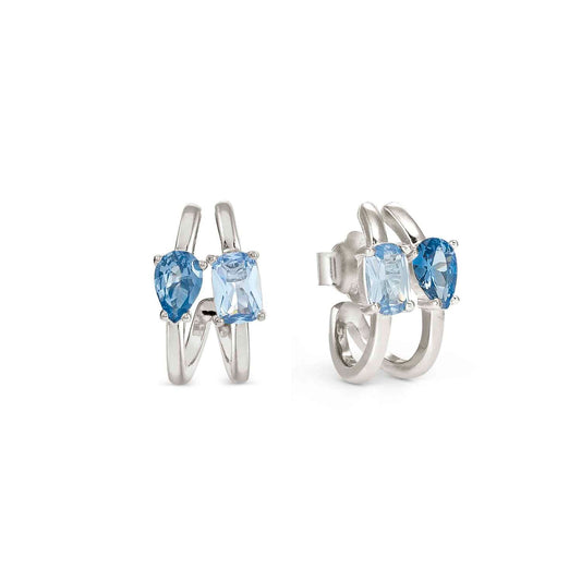 Silver Blue & Light Blue CZ Hoop Earrings 149859/062