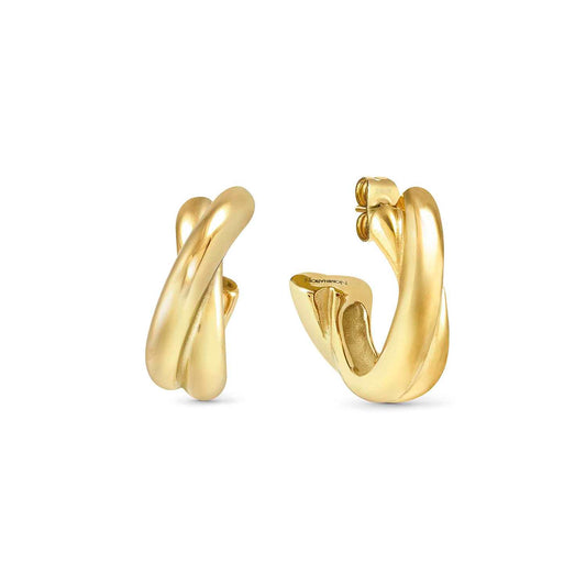 Twisted Yellow PVD Steel Hoop Ecclettica Earrings 134316/012