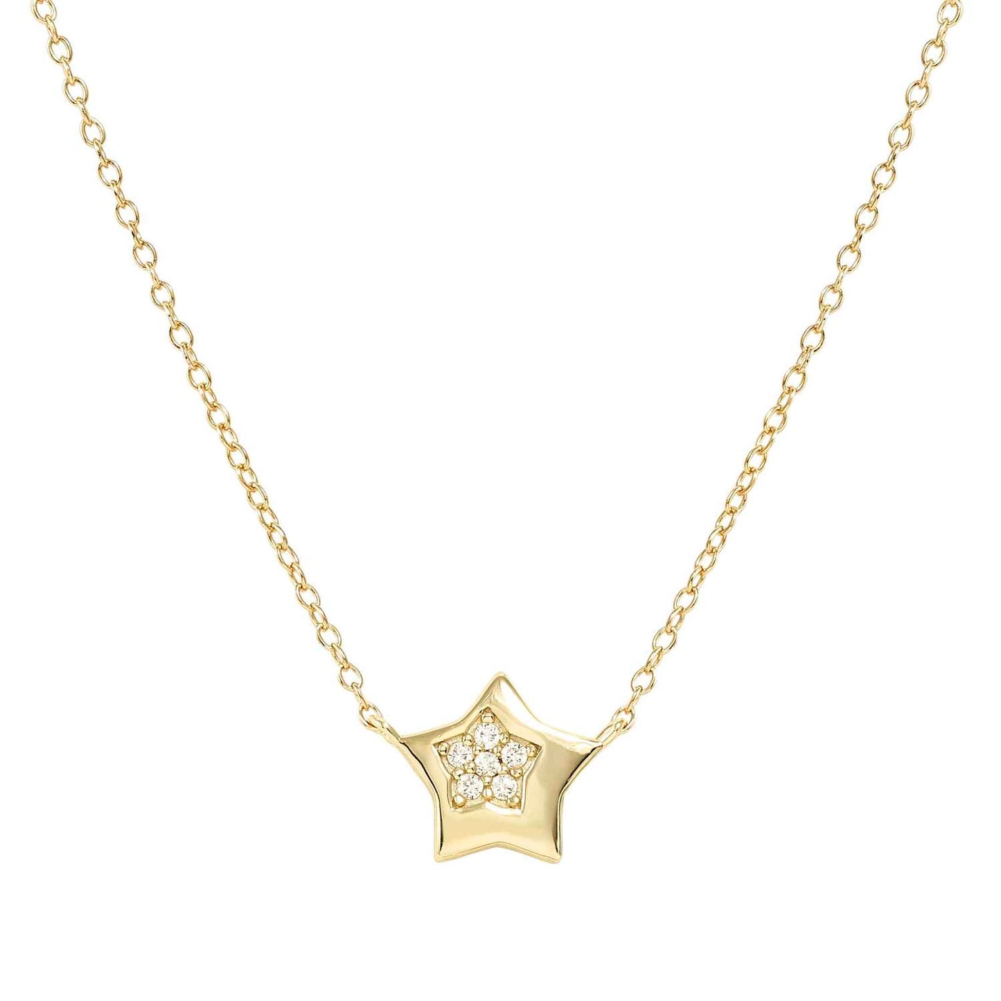 Star Silver YGP & CZ Petit Sparkle Necklace 242303/009