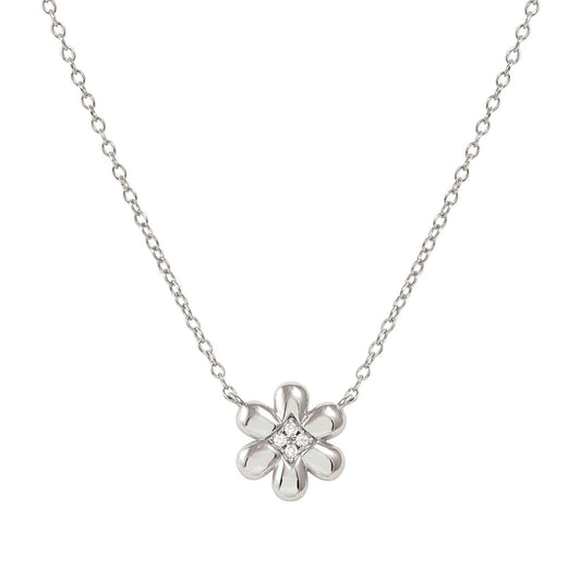 Flower Silver & CZ Petit Sparkle Necklace 242303/010