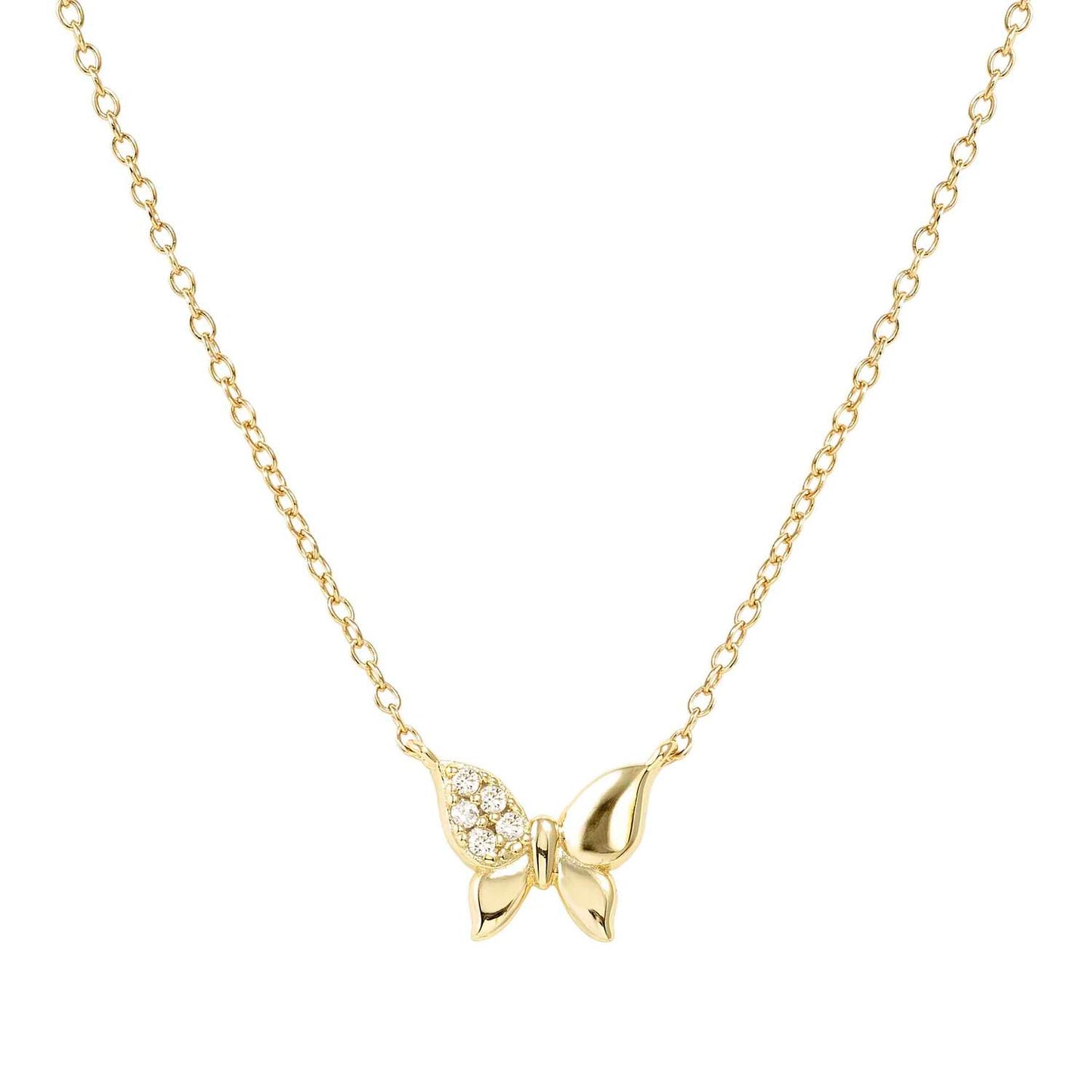 Butterfly Silver YGP & CZ Petit Sparkle Necklace 242303/042