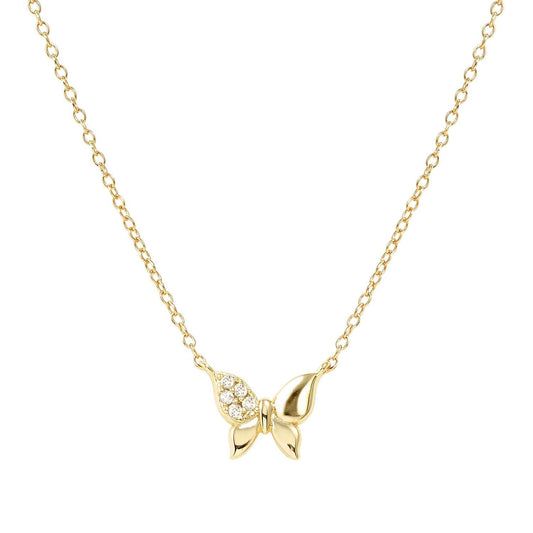 Butterfly Silver YGP & CZ Petit Sparkle Necklace 242303/042