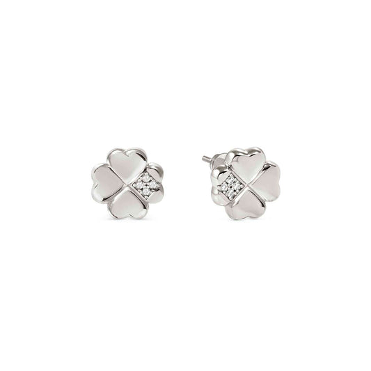 Silver Four Leaf Clover CZ Stud Earrings 242304/001