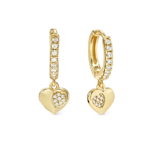 Silver YGP CZ Hoop Earrings with Heart CZ Drop 242305/006