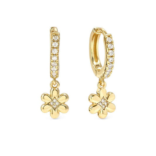 Silver YGP CZ Hoop Earrings with Flower CZ Drop 242305/012
