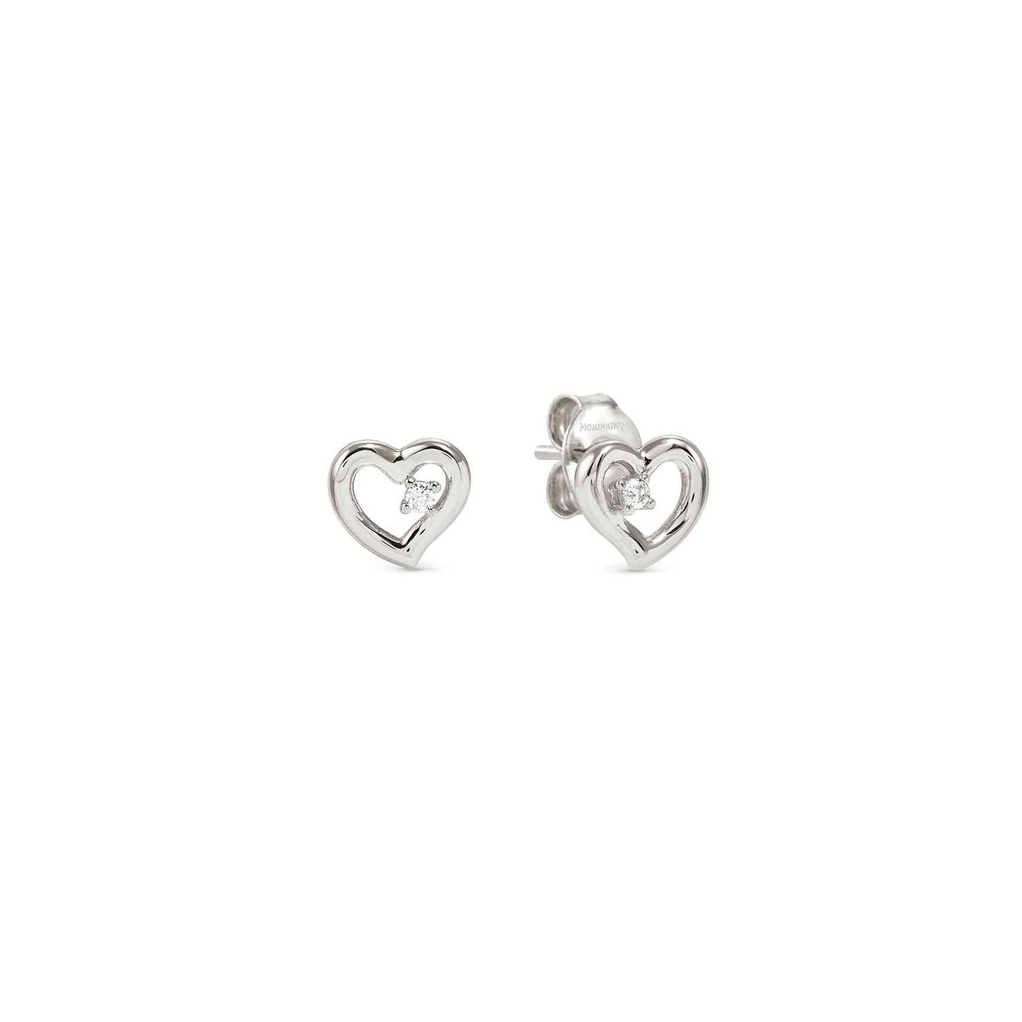 Dreams Beats Silver CZ Heart Stud Earrings FW25 NEW 242603/004