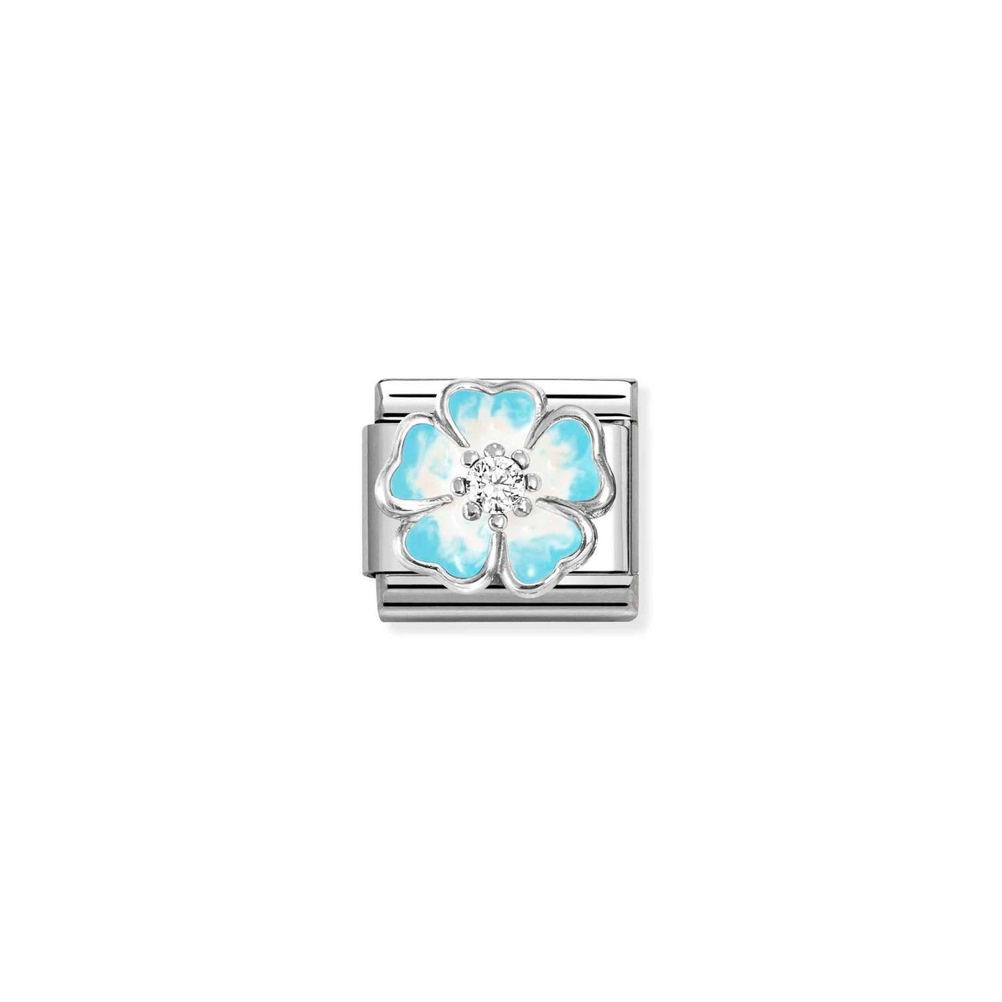 330321/16 Flower Blue Fade Sterling Silver Link SS26