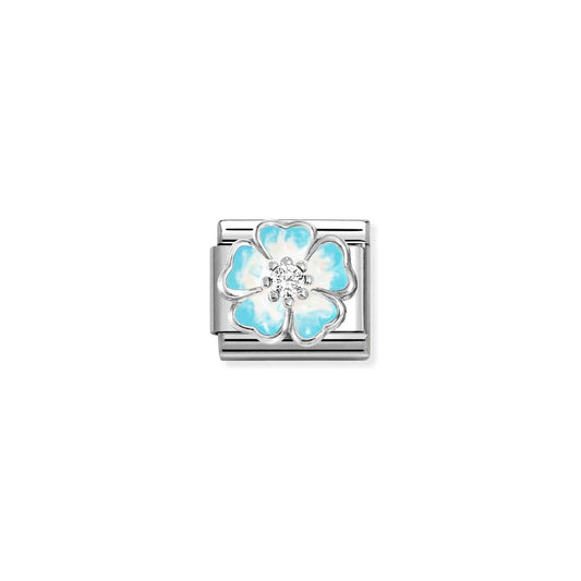 330321/16 Flower Blue Fade Sterling Silver Link SS26