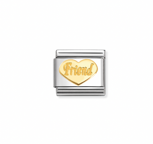 030162/76 Classic 18ct Yellow Gold Heart with Etched Friend