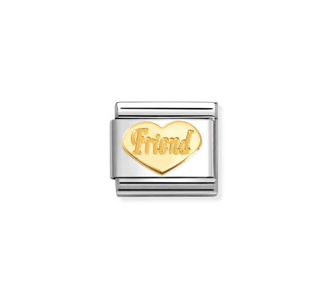 030162/76 Classic 18ct Yellow Gold Heart with Etched Friend