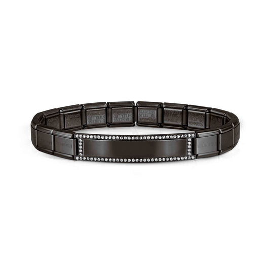 021138/015* Trendsetter New York Steel Black PVD coated bracelets with Smooth Plate & CZ Edge