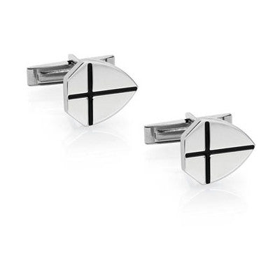 SALE 026703/007 Cufflinks METROPOLITAN in steel with enamel (007_Shields)