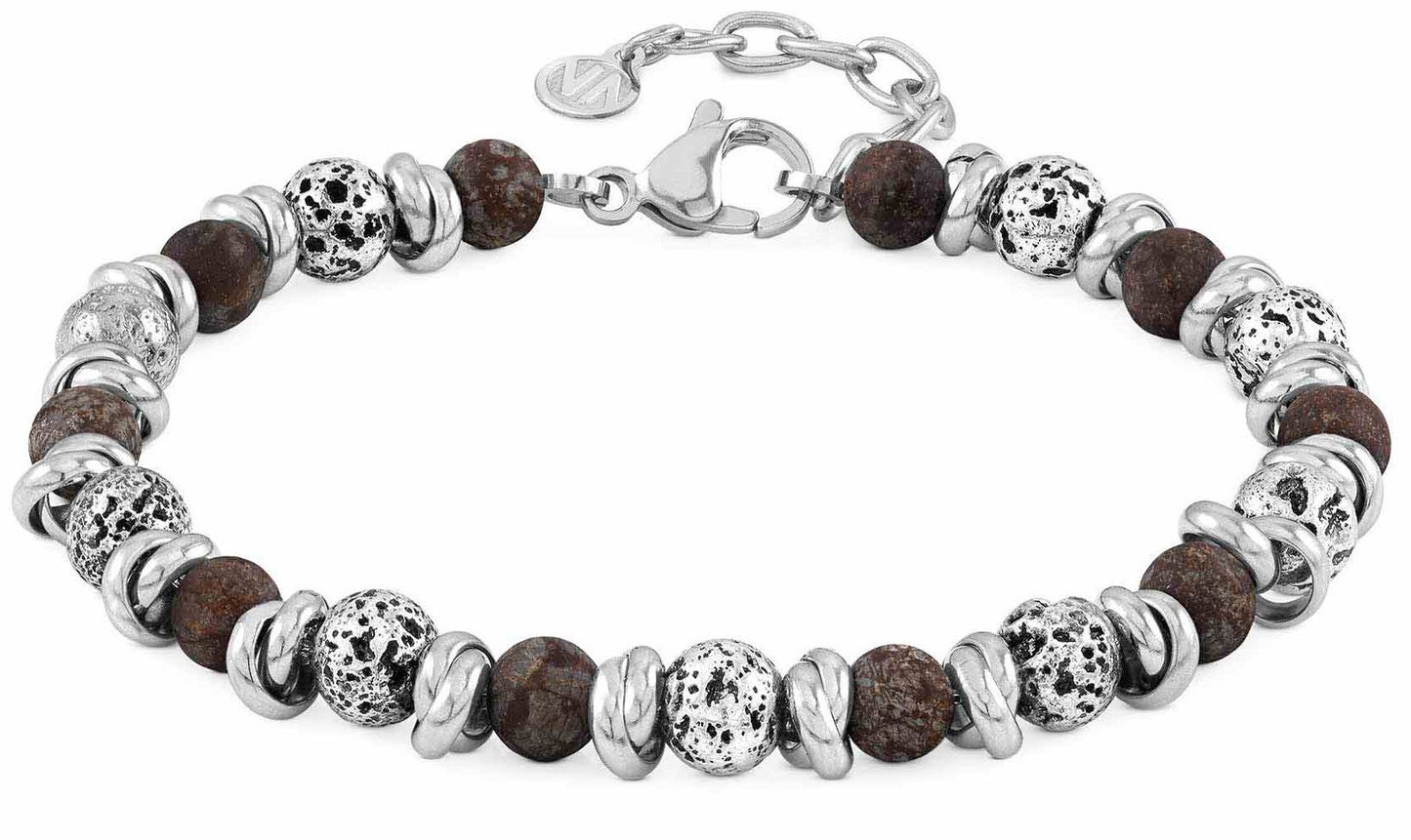 027919/050 INSTINCT ed, VULCANO bracelet, steel, lava & stones MOSS AGATE