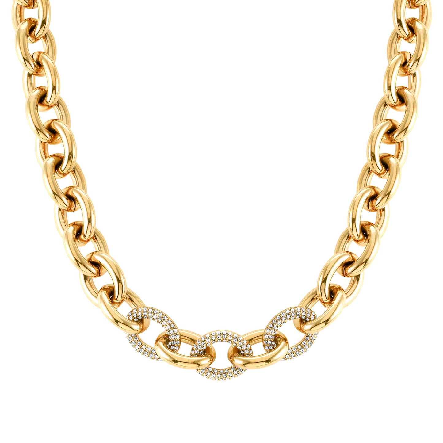 028601/012D AFFINITY necklace in steel and crystals (012_Yellow Gold)