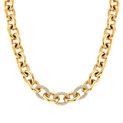 028601/012D AFFINITY necklace in steel and crystals (012_Yellow Gold)