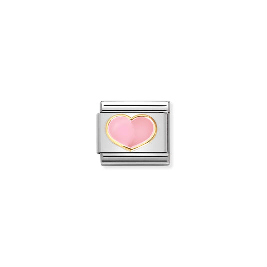 030283/21 Classic 18ct Yellow Gold and Enamel Pink Heart