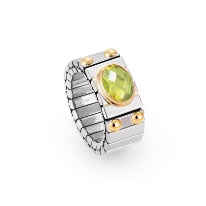 041522/004 XTE Ring (M) in stainless steel with 18k gold and faceted horizontal zirconia (004_Green)