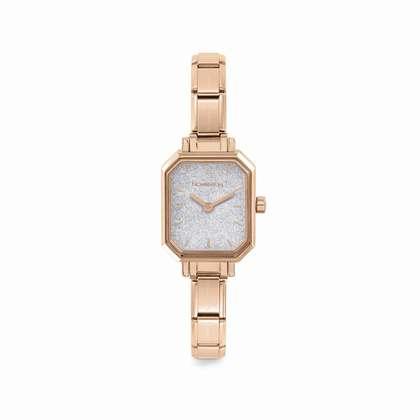 076031/023* Classic Composable Rose Gold PVD Watch with Silver Glitter Dial