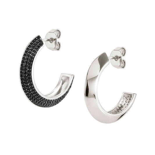 145706/011D AUREA Earrings 925 silver,CZ CIRCLE Black