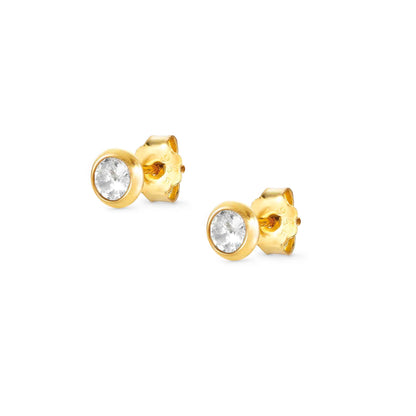 146688/012 BELLA Details Sterling Silver and 24ct Yellow Gold Plated STUD Earrings with Cubic Zirconia