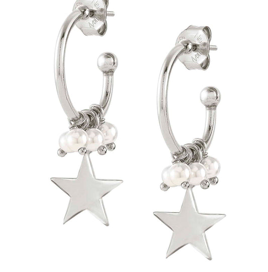 147713/032 MELODIE earrings ed,PEARLS, 925 silver & white pearls ,Silver Star
