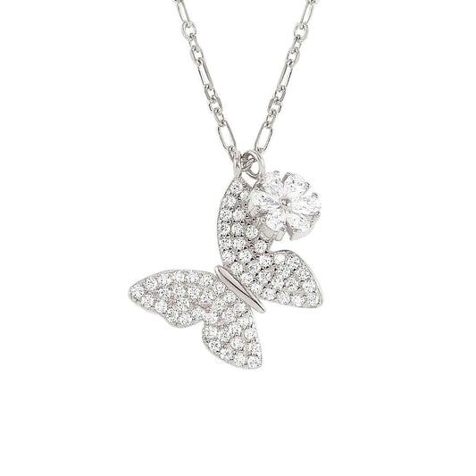 148039/040 SWEETROCK necklace ed. NATURE 925 silver,CZ, Silver Butterfly