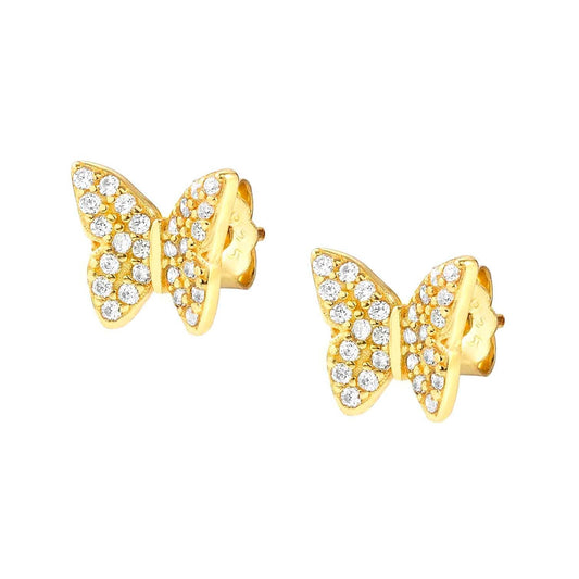 148042/042D SWEETROCK Earrings ed. NATURE 925 silver, CZ,  Yellow Gold Butterfly