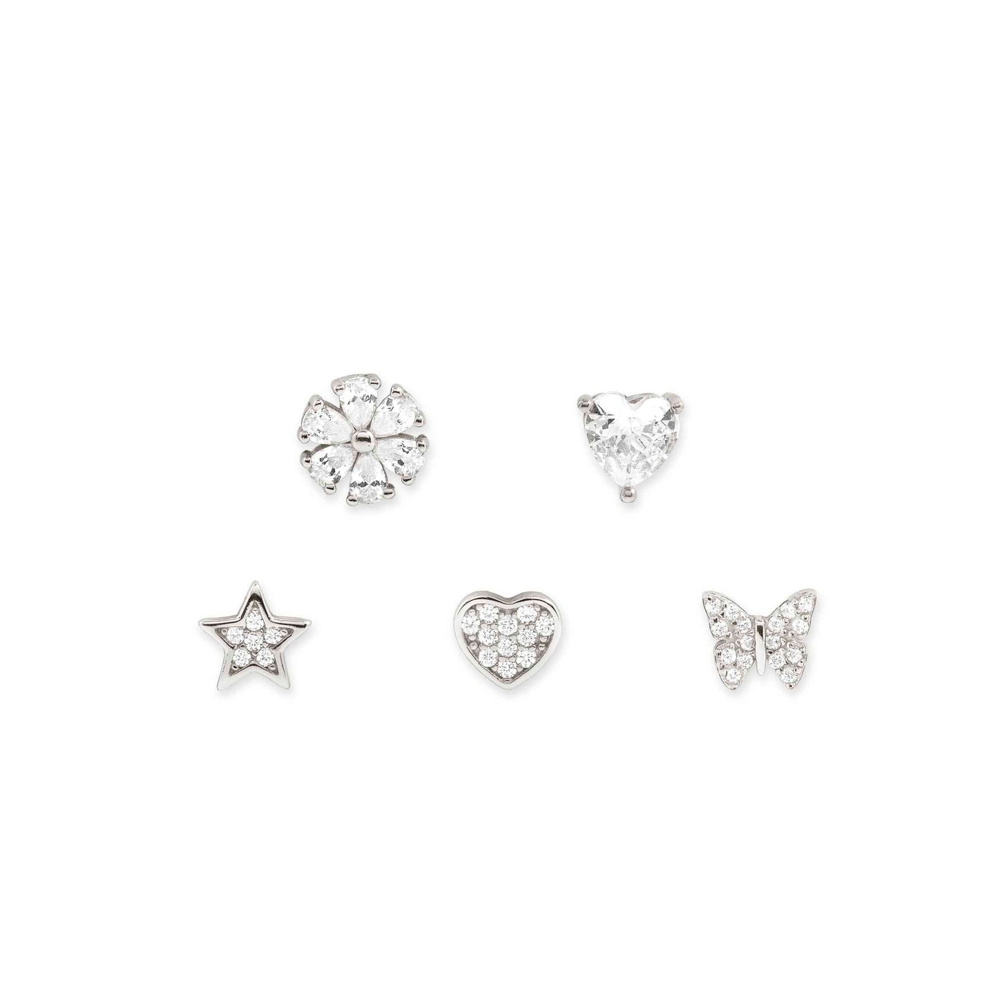 148043/046 SWEETROCK Earrings set ed. NATURE 925 silver, CZ,  Mixed Silver 148043/046