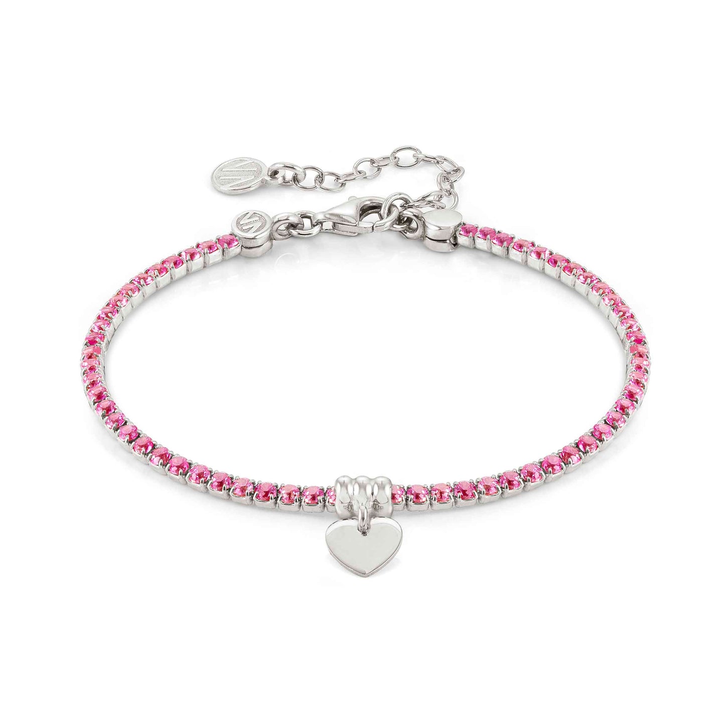 148611/026 CHIC & CHARM Sterling Silver with PINK CZ and Heart BRACELET