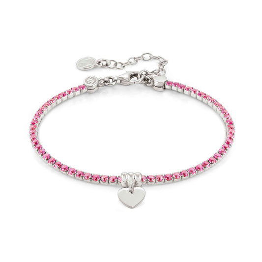 148611/026D CHIC & CHARM Sterling Silver with PINK CZ and Heart BRACELET