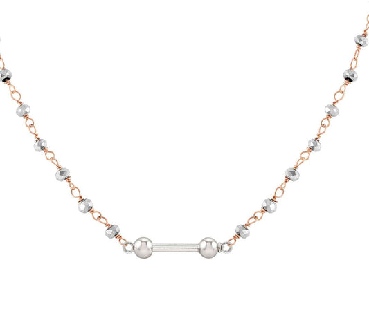 148803/058 SEIMIA necklace,925 silver with stones,Silver with rose gold fin,