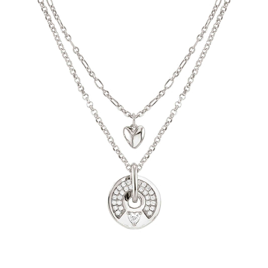 149203/009 SENTIMENTAL necklace in silver and cubic zirconia (009_Silver Heart)