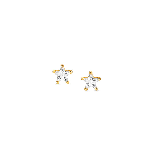 149205/002 SENTIMENTAL earrings in silver ygp and cubic zirconia STUD (002_Yellow Gold Star)